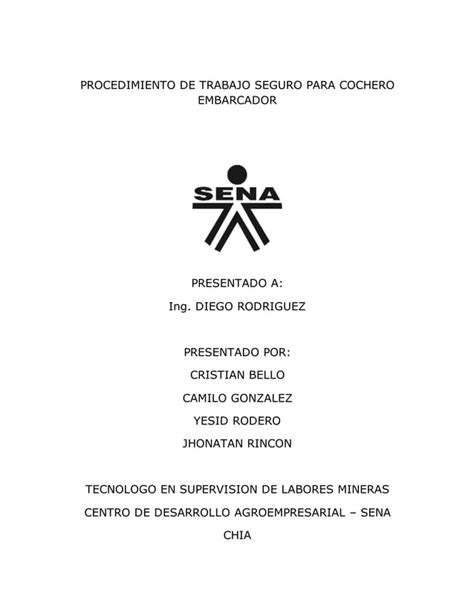 Procedimiento De Trabajo Seguro Para Cochero Embarcador Pdf