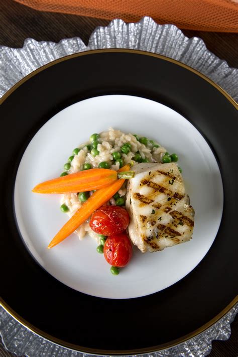 Grilled Seabass With A Spring Pea And Dry Jack Risotto Event Food