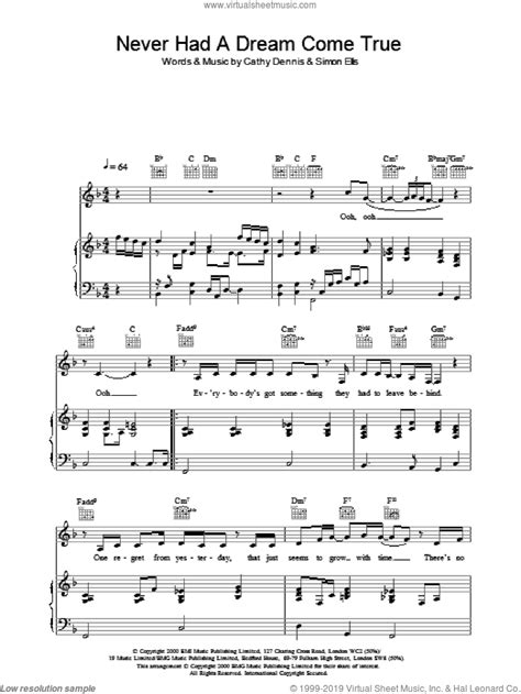 Never Had A Dream Come True Sheet Music For Voice Piano Or Guitar