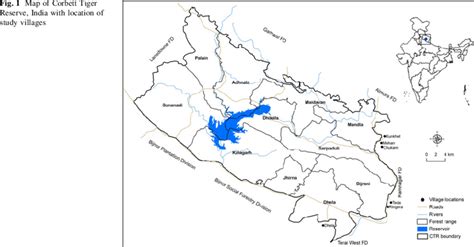 Map of Corbett Tiger Reserve, India with location of study villages | Download Scientific Diagram