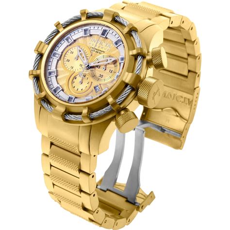 Invicta Bolt Chronograph Gold Dial Gold Plated Mens Watch 19523 Bolt