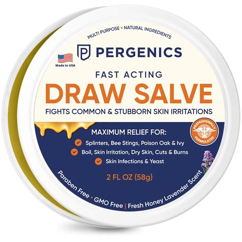 Pergenics Drawing Salve Ointment 2 oz, ingrown Hair Treatment, Boil & Cyst, Splinter Remover ...