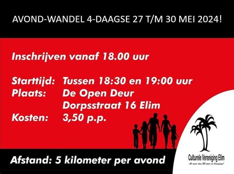 27 Tot 30 Mei Wandel 4 Daagse 2024 Dorp Elim