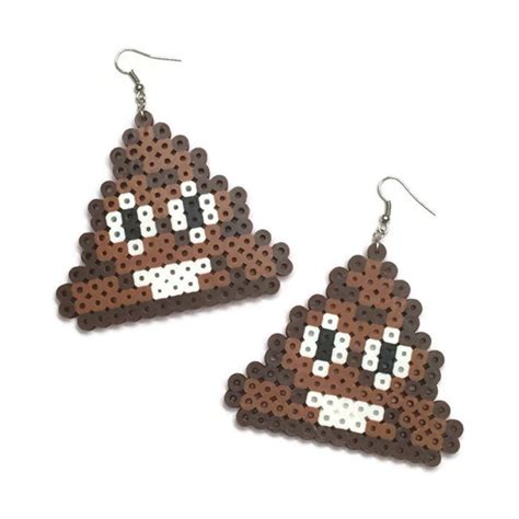 Poop Emoji Earrings Perler Beads Hama Beads Fuse Beads Pixel