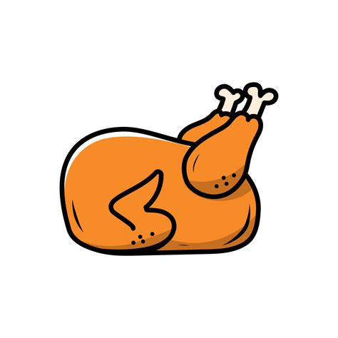 Ilustración de vector de asado de pollo con estilo de dibujos animados