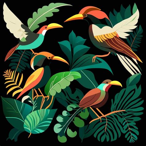 Premium Vector Vector Eps Rainforest Birds A Delight For Designers