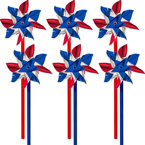 Patriotic Red White And Blue Pinwheels 6ct Party City