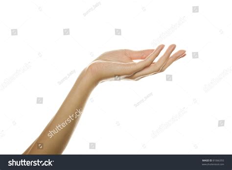 Close Up Of Beautiful Womans Hand Palm Up Isolated On White