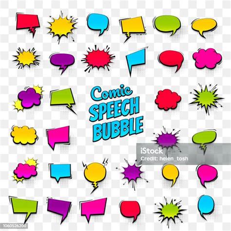 Big Set Hand Drawn Effects Comic Speech Bubbles Stock Illustration