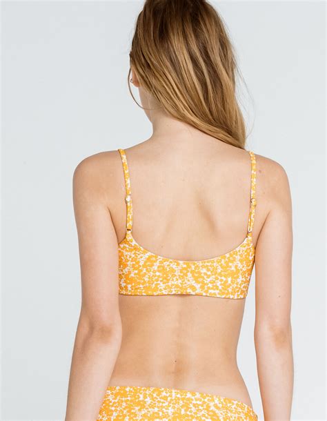 FULL TILT Floral Cinch Tie Yellow Combo Womens Bralette Bikini Top