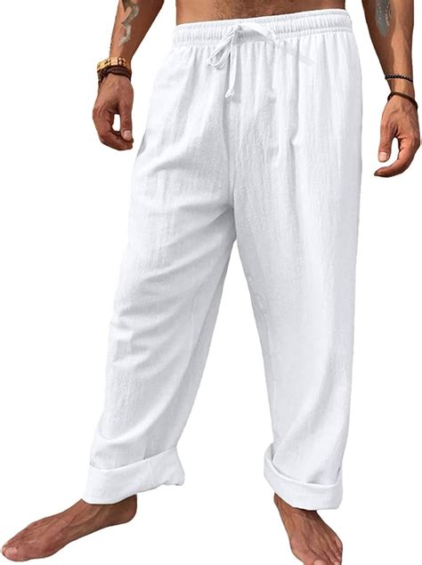 Update More Than 94 Mens White Linen Trousers Amazon Vn