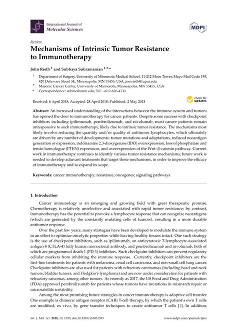 Pdf Mechanisms Of Intrinsic Tumor Resistance To Immunotherapy