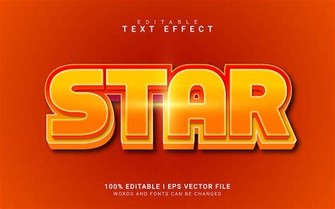 Efecto De Texto Vectorial D De Estrella Totalmente Editable Vector