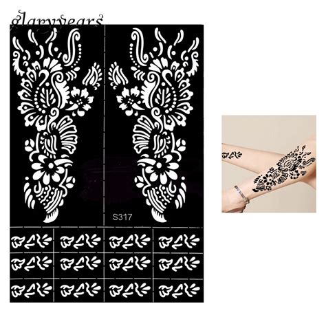 1 Piece Henna Tattoo Stencil Beauty Flowers Airbrush Painting For Women