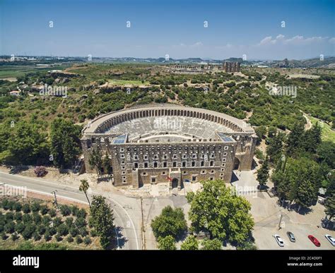 Aerial View Of The Roman Theatre In Aspendos Turkey Aspendos Or