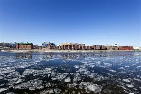 Moskow Moskva River Embankment, Russia Winter Day, Stock Photo - Image ...