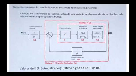 Matlab Exemplo Diagrama De Blocos E Função De Transferencia Em Malha Fechada Youtube