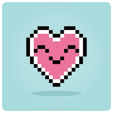 Premium Vector Heart Character In 8 Bit Pixel Art Smile Love Icon For