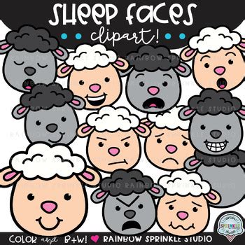 Sheep Faces Clipart By Rainbow Sprinkle Studio Sasha Mitten Tpt