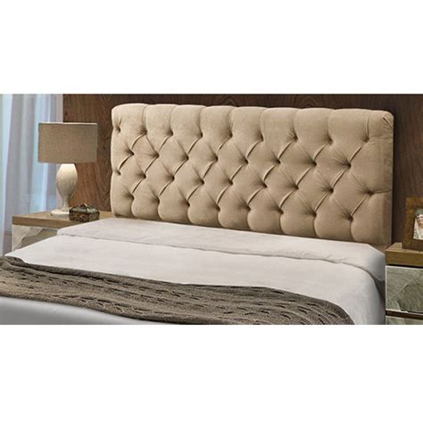 Cabeceira Casal Queen 160cm Para Cama Box Sofia Suede Bege DS Móveis