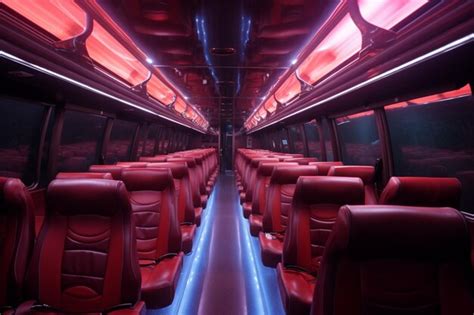 Premium Photo | The interior of a travel bus glows in deep red with interior lighting effects