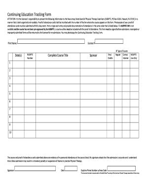 Ceu Tracker Template Fill Online Printable Fillable Blank PdfFiller