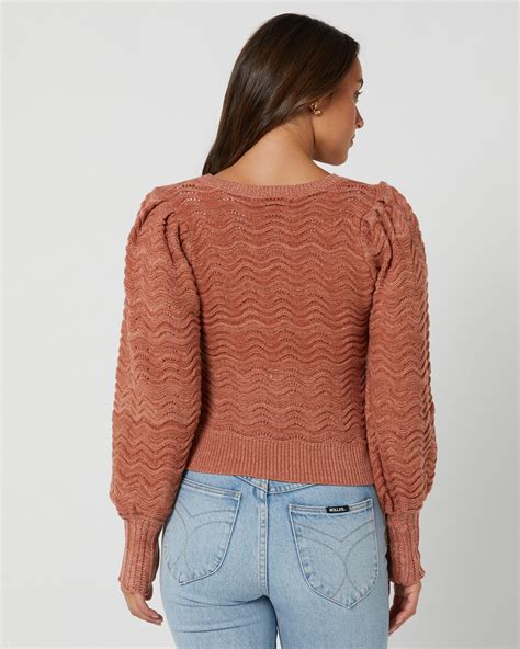 Minkpink Aurora Wave Knit Jumper Rust Surfstitch