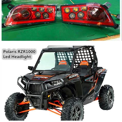 Red Polaris RZR Accessories UTV ATV LED Headlight kit Lamp for Polaris ...