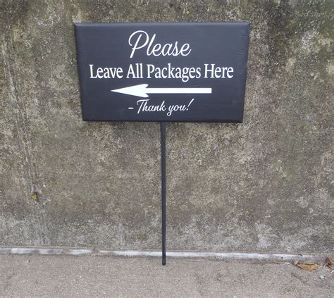 Please Leave Packages Here Arrow Left Right Directional Wood Vinyl