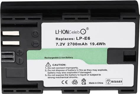 Amazon Li ion Celeb LP E6 LP E6NH互換 オリジナル充電器対応7 2V 2700mAh 大容量対応機種