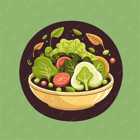 Premium Vector Green Salad Of Fresh Vegetables In A Salad Bowl Object