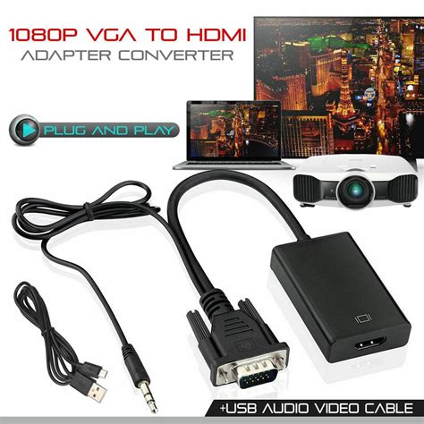 Vga Male To Hdmi Output P Hd Audio Tv Av Hdtv Video Cable