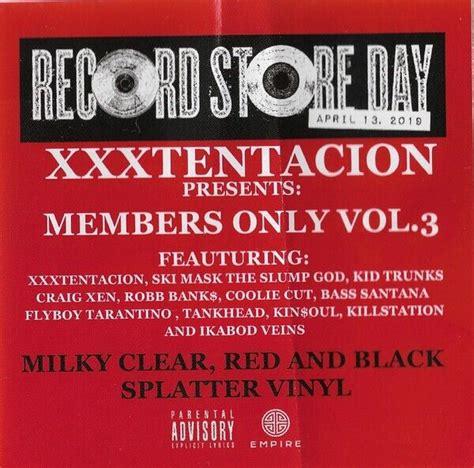 Xxxtentacion Members Only Vol 3 2xlp Record Day 19 Colored Vinyl Rsd