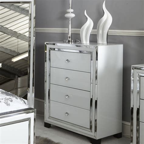 Madison White Glass Drawer Mirrored Dressing Table Picture Perfect Home