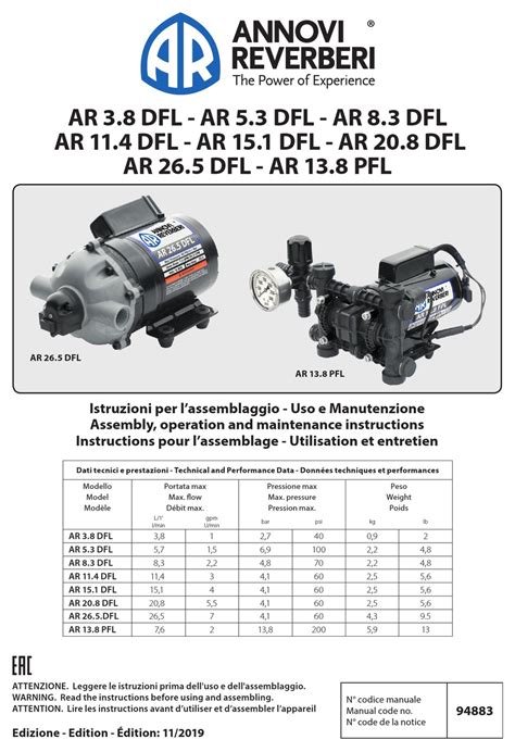 ANNOVI REVERBERI AR 3.8 DFL ASSEMBLY, OPERATION AND MAINTENANCE INSTRUCTIONS Pdf Download ...