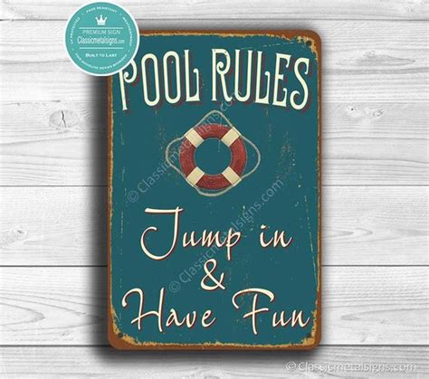 POOL RULES SIGN Pool Signs Vintage Style Pool Sign Swimming | Etsy