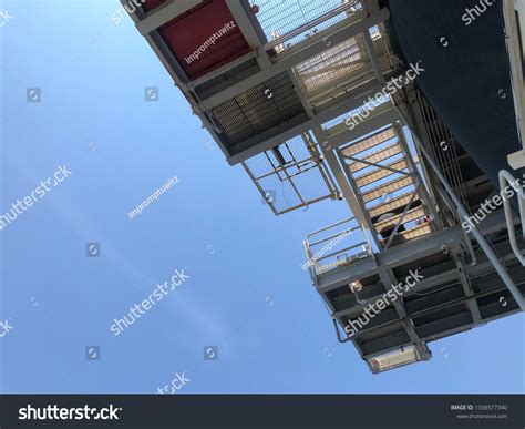 Offshore Ladder Stairway Staircase Helideck Helipad Stock Photo