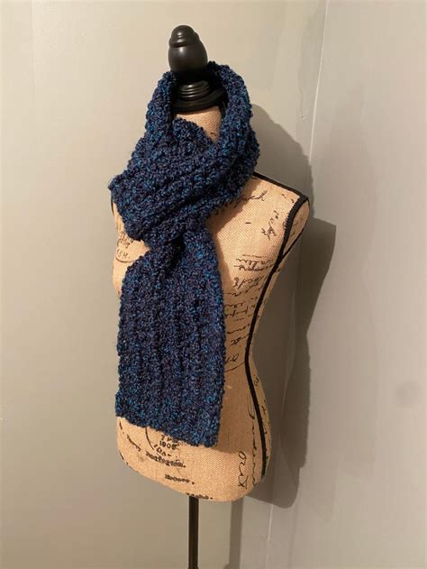 Blue Crochet Scarf Etsy