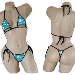 Miami Dolphins Bikini Teeny String Thong Bikini With Adjustable