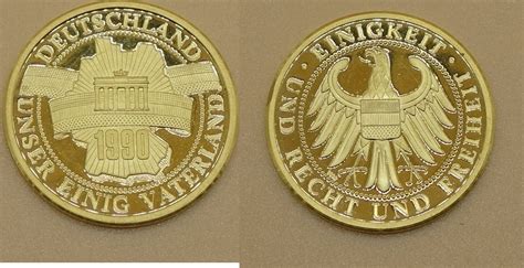 Brd Gold Silbermedaille Deutschland Unser Einig Vaterland Proof