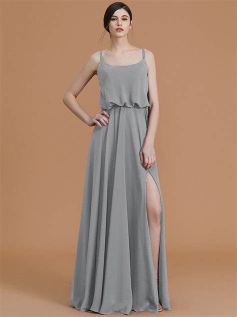 Silver Chiffon Bridesmaid Bridesmaid Dresses Wedding Dresses Chiffon