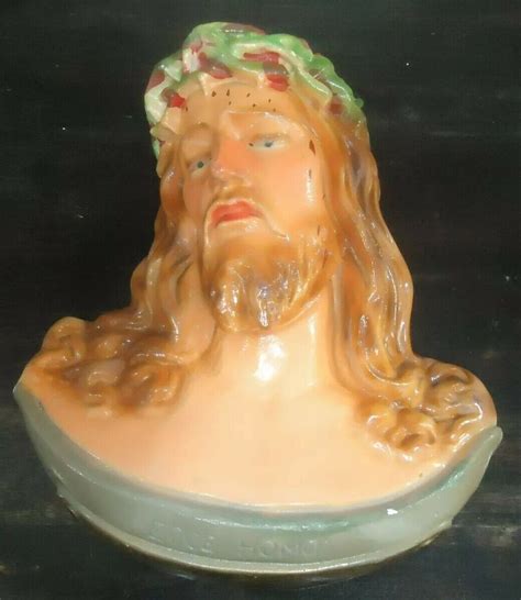 Antique Large Vintage Chalkware Jesus Ecce Homo Bust Wall Hanging Decor