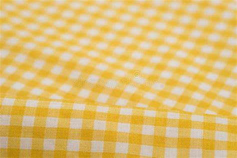 White And Yellow Checkered Tablecloth Stock Image Image Of Check