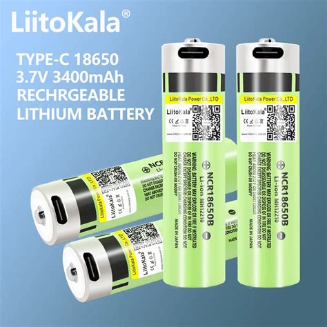 LiitoKala batería recargable por USB para linterna pila de piezas