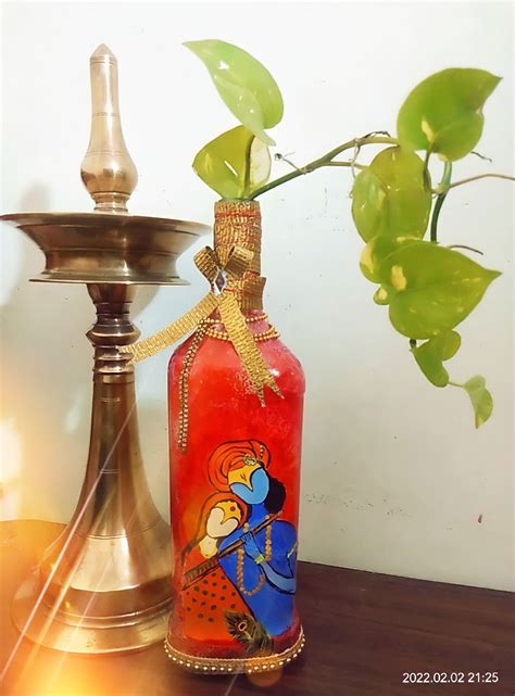 Lord Krishna Radha Painting 🎨 Bottle Art Bottle Painting Krishna Radha Painting