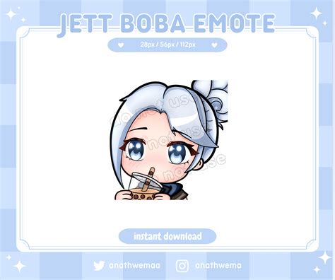 Valorant Jett Boba Sip Emote Twitch Discord Cute Bubble Etsy Australia