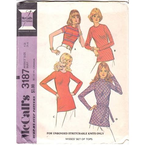 Mccalls Office Vintage Sewing Pattern Mccalls 387 Misses 1972 Step By Step Set Of Tops