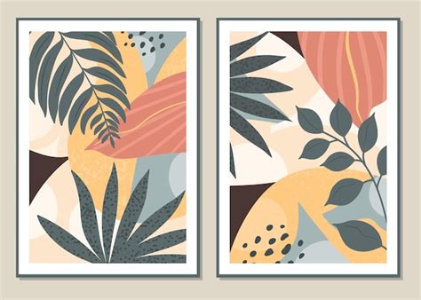 Premium Vector | Botanical wall art set.