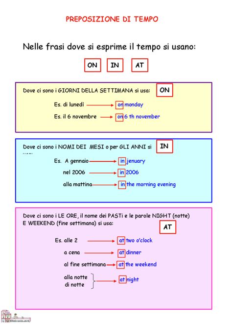 Preposizioni Di Tempo AiutoDislessia Net