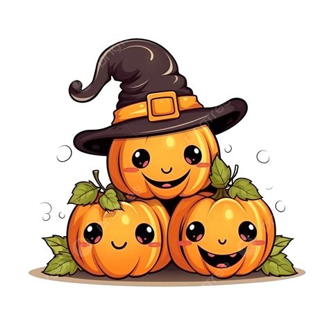 Happy Halloween Card With Three Cute Pumpkins Cartoon, Halloween ...